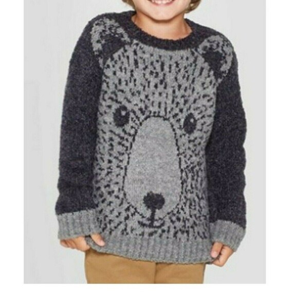 Cat & Jack Gray Teddy Polar Bear Cozy pullover sweater 3T Boys Girls NWT - Picture 3 of 5